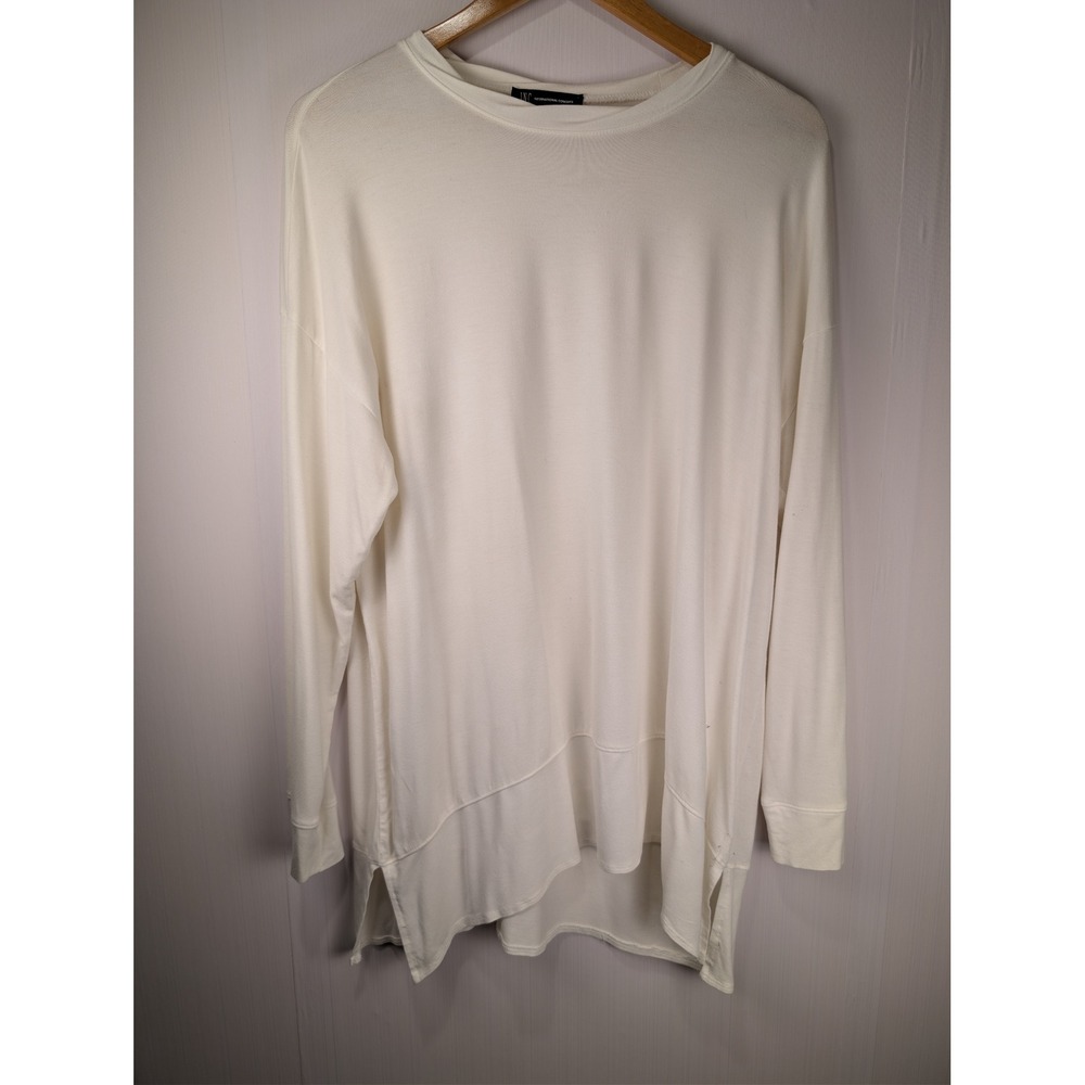 INC International Concepts Womens Cream Long Sleeve High Low Tunic Top Large